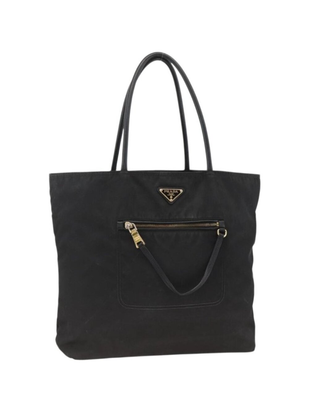 PRADA Tote Bag Nylon Black Gold